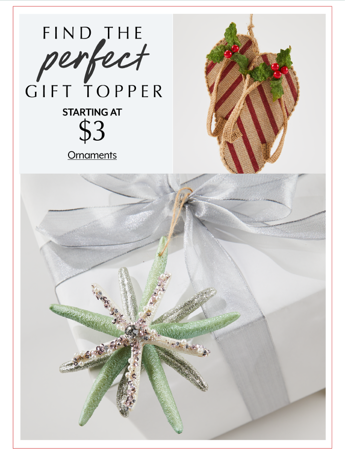 Find the perfect gift topper starting at $3 Ornaments