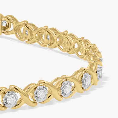 Diamond Bracelet 1 ct tw Round-Cut 10K Yellow Gold 7