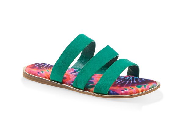 Printed Sole Triple Band Slide Sandals