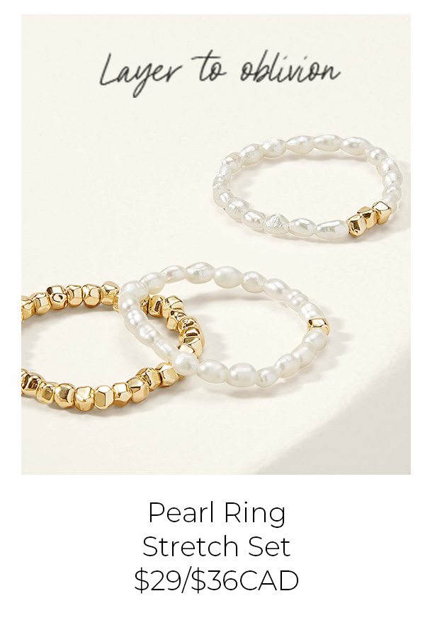 Pearl Ring Stretch Bracelet Set