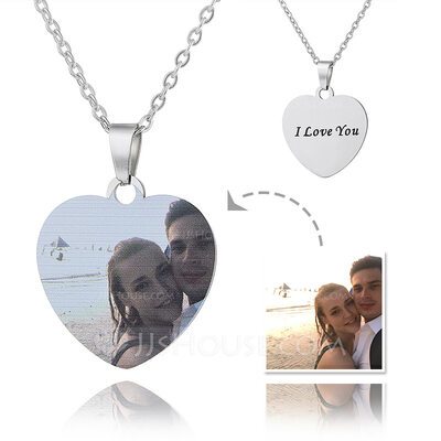Custom Silver Heart Engraving/Engraved Color Printing Photo ...