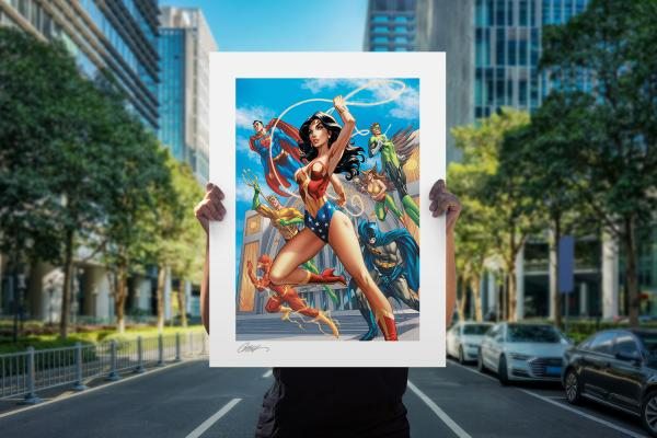 Wonder Woman #750 B - Hall of Justice Fine Art Print by J. Scott Campbell