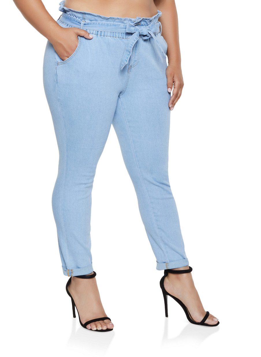 Plus Size Almost Famous Paperbag Waist Jeans