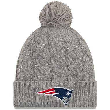 New England Patriots New Era Women's Swift Cable Cuffed Knit Hat with Pom - Gray