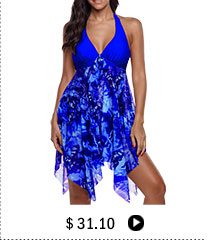 Halter Royal Blue Asymmetric Hem Swimdress and Panty