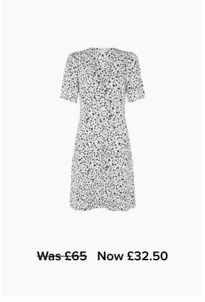Poppy floral tea dress in sustainable viscose ivory