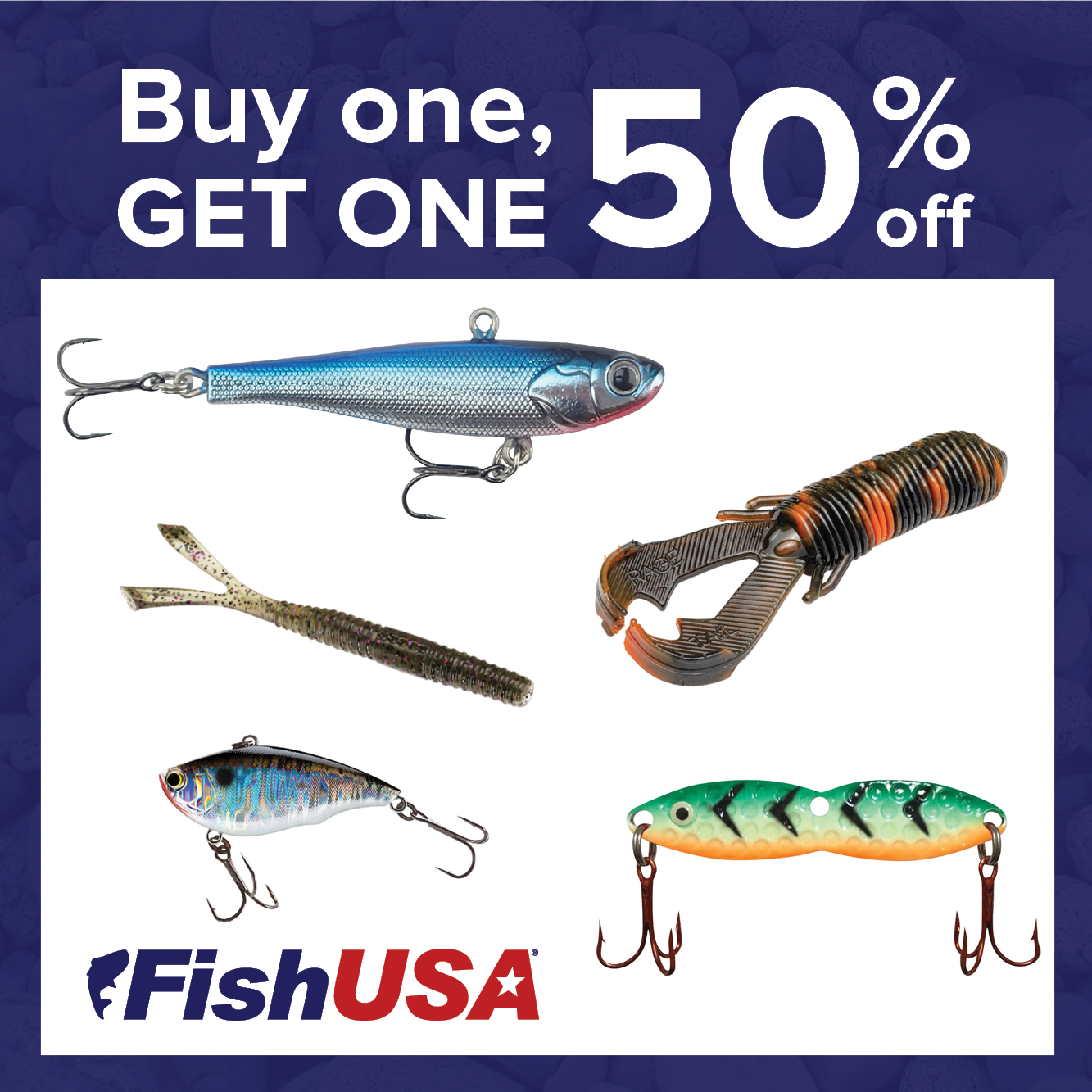 Buy 1, Get 1 at 50% Off on Lures & Baits!