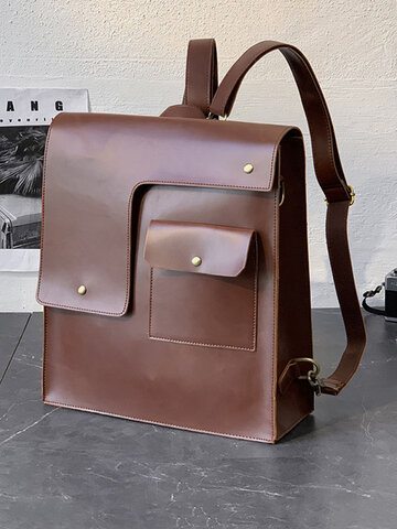 Retro Crazy Horse PU Leather Backpack Business Travel Casual Bag Backpack