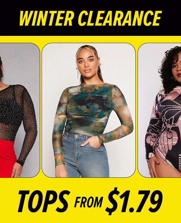 WINTER CLEARANCE TOPS FROM $1.79