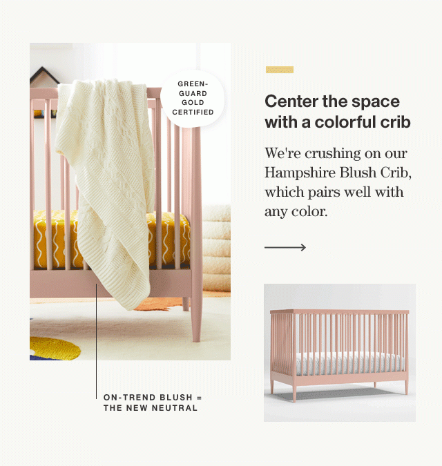 Center the space with a colorful crib