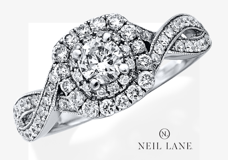 Neil Lane Round Diamond Engagement Ring 7/8 ct tw 14K White Gold