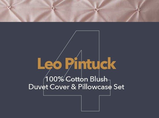 Leo Pintuck 100% Cotton Blush Duvet Cover and Pillowcase Set