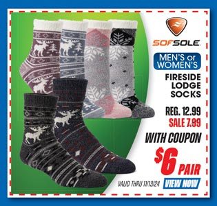 Sofsole Men's or Women's Fireside Lodge Socks