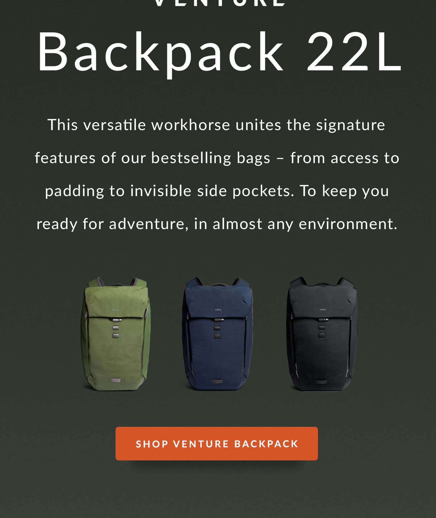 Intro copy, CTA: shop the backpack