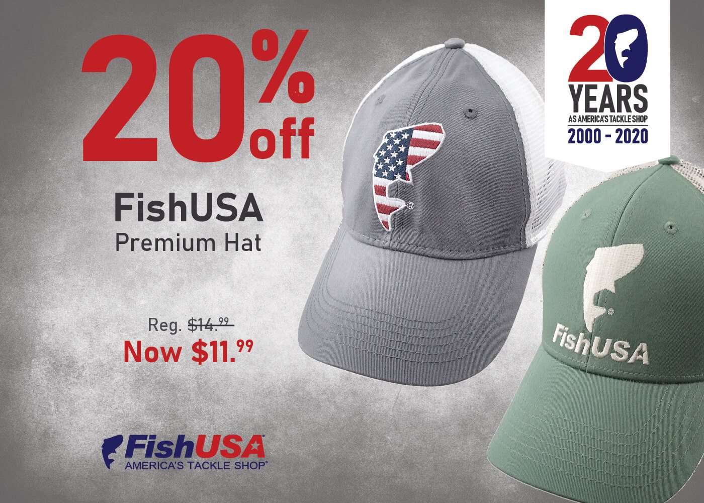Save 20% on the FishUSA Premium Hat