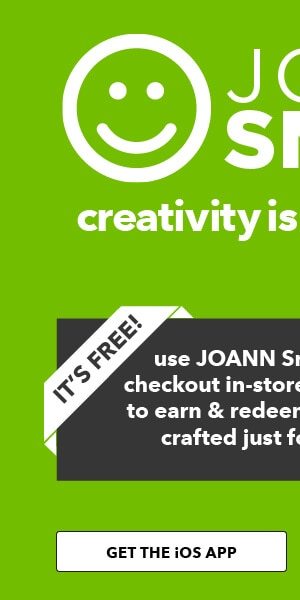 JOANN Smiles creativity is so rewarding. It's free! check your app today and we'll craft rewards just for you! Get the iOS app.