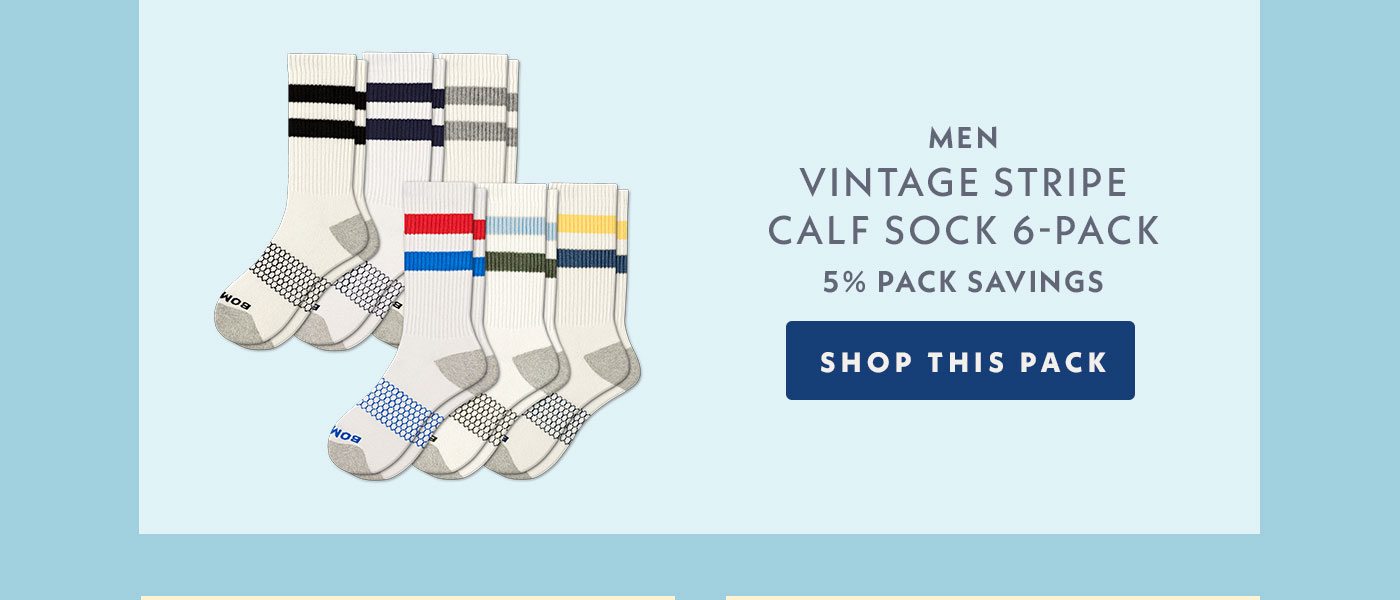 Men vintage stripe calf sock 6 pack | shop this pack