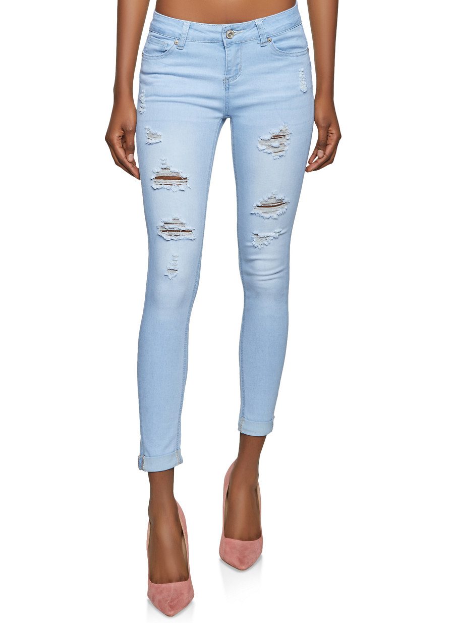 WAX Distressed Push Up Fixed Cuff Jeans