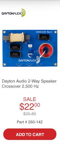 Dayton Audio XO2W-2.5K 2-Way Speaker Crossover 2,500 Hz