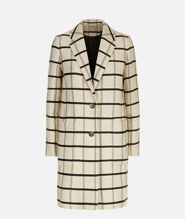 Jaeger Checked Linen Blend Coat