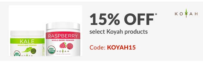 15% off* select Koyah products