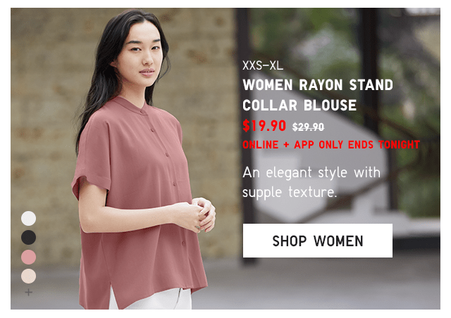 PDP2 - WOMEN RAYON STAND COLLAR BLOUSE