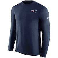 Men's New England Patriots Nike Navy Sideline Coaches Primary Logo Long Sleeve Performance T-Shirt