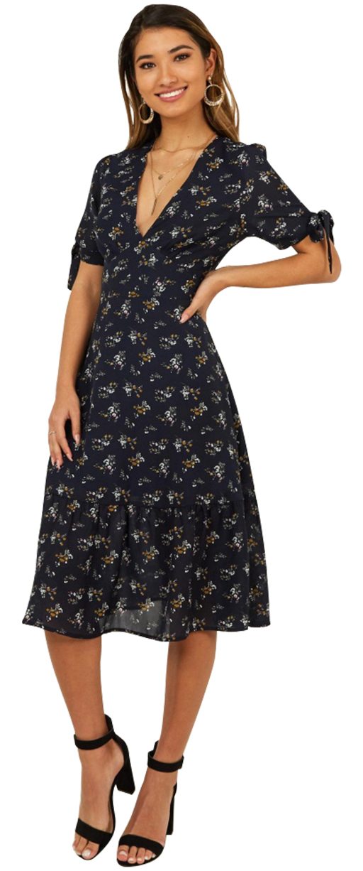 Shop the Mixing Friend Dress In Navy Floral