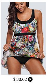 Printed Layered Scoop Back One Piece Swimdress