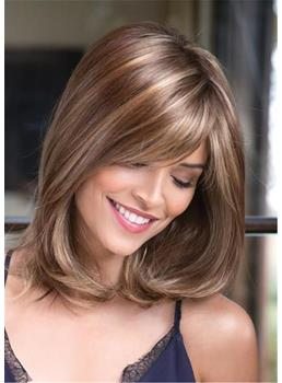 Mixed-Color One Side Part Straight Synthetic Hair Capless Capless 14 Inches