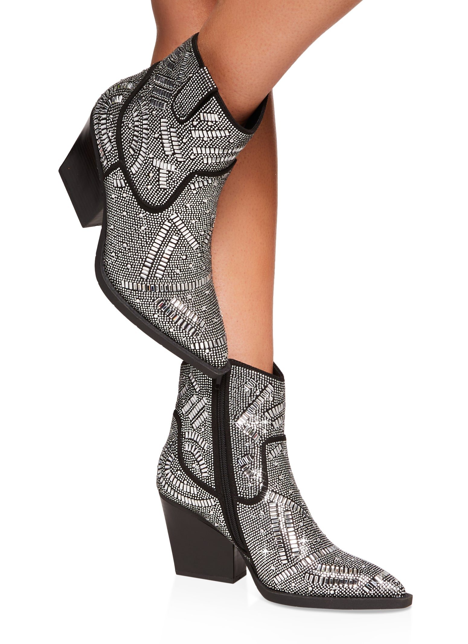 Rhinestone Studded Pointed Toe Cowboy Boots