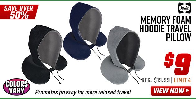 Sealy Memory Foam Hoodie Travel Pillow