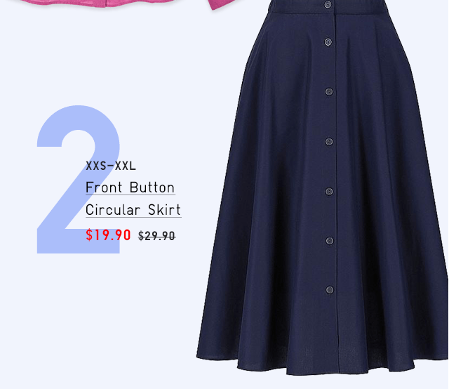 FRONT-BUTTON-CIRCULAR SKIRT $19.90