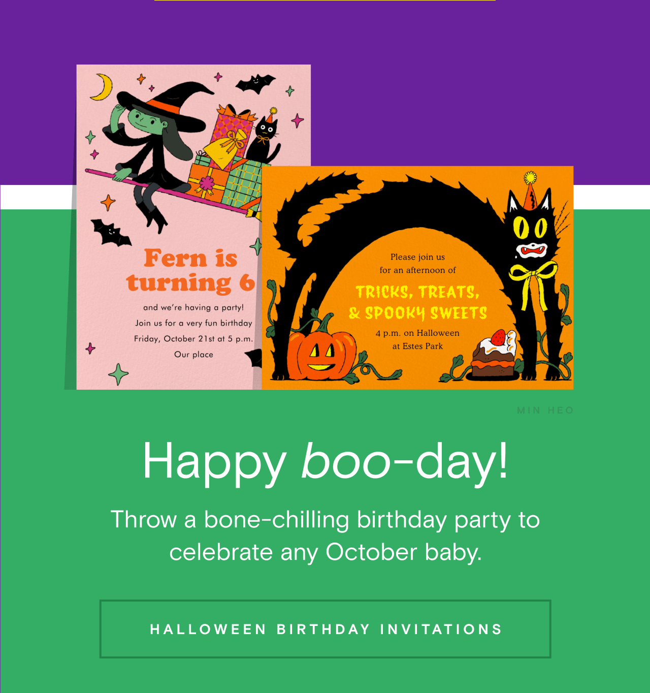 Fern is turning 6. TRICKS, TREATS & SPOOKY SWEETS. Happy boo-day!. HALLOWEEN BIRTHDAY INVITATIONS