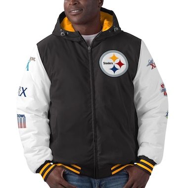 Men's G-III Sports by Carl Banks Black Pittsburgh Steelers Spike Commemorative Varsity Full-Zip Jacket
