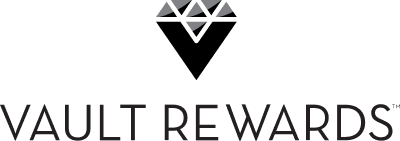 Vault Rewards Logo, with a Black Diamond Icon.