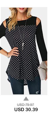 Three Quarter Sleeve Cold Shoulder Blouse