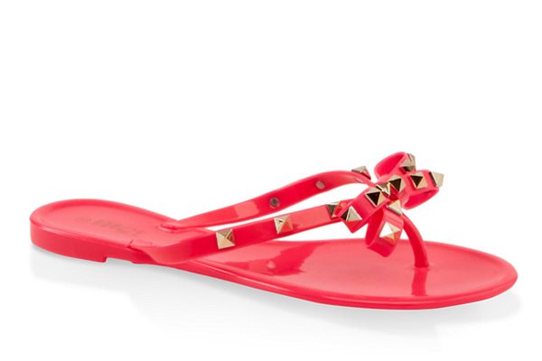 Studded Bow Jelly Flip Flops