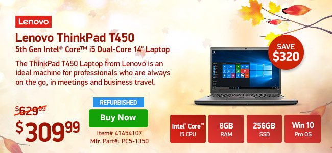 Lenovo ThinkPad T450 i5 8GB 256SSD w/ 1yr Warranty | 41454107 | Shop Now