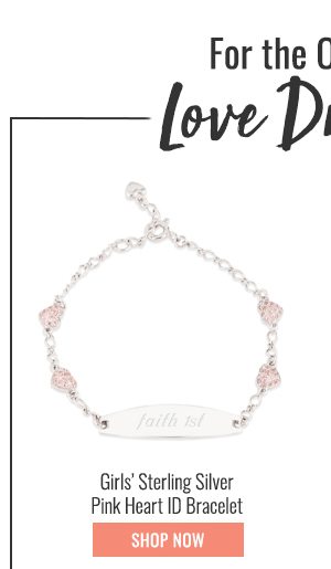 Girls Pink Heart ID Bracelet