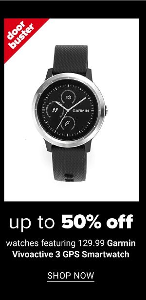 Up to 50% off watches feat. $129.99 Garmin Vivoactive 3 Smartwatches - Shop Now