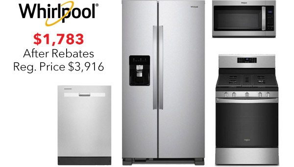 Whirlpool Stainless Steel Side-By-Side Refrigerator with Gas Range Appliance Package $1,783