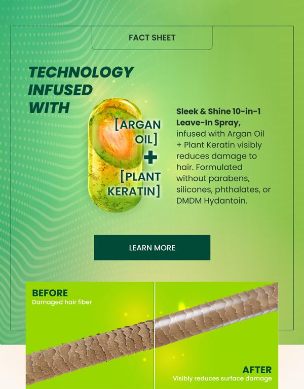 Technology Infused with Argan Oil and Plant Keratin