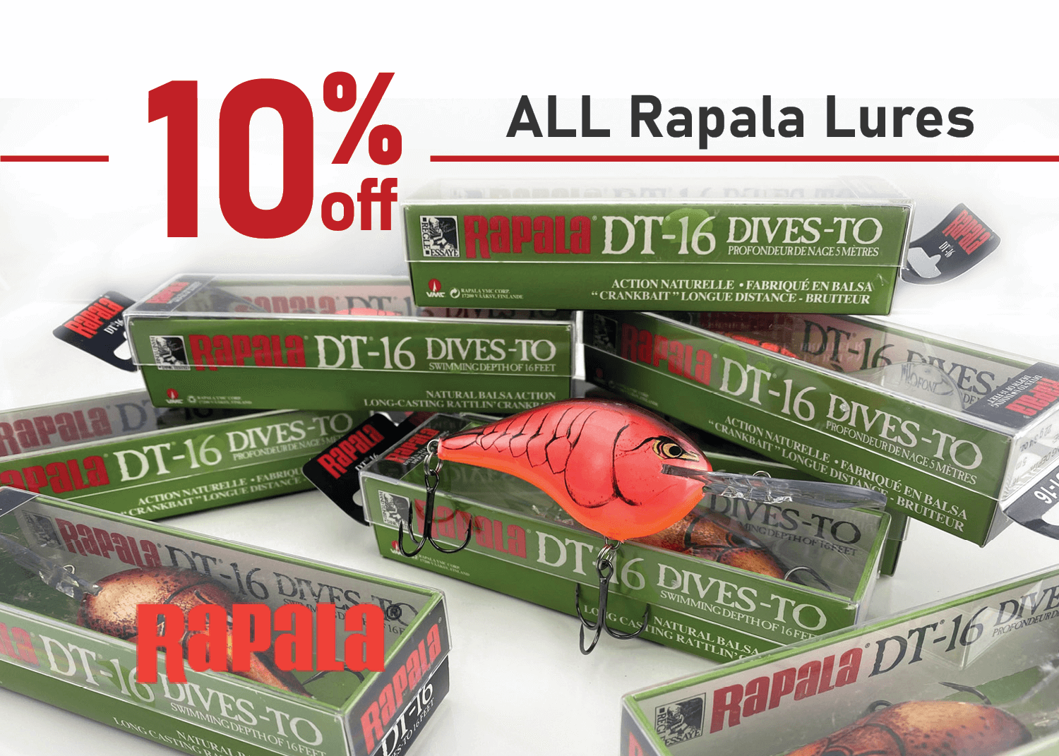 Save 10% on all Rapala Lures