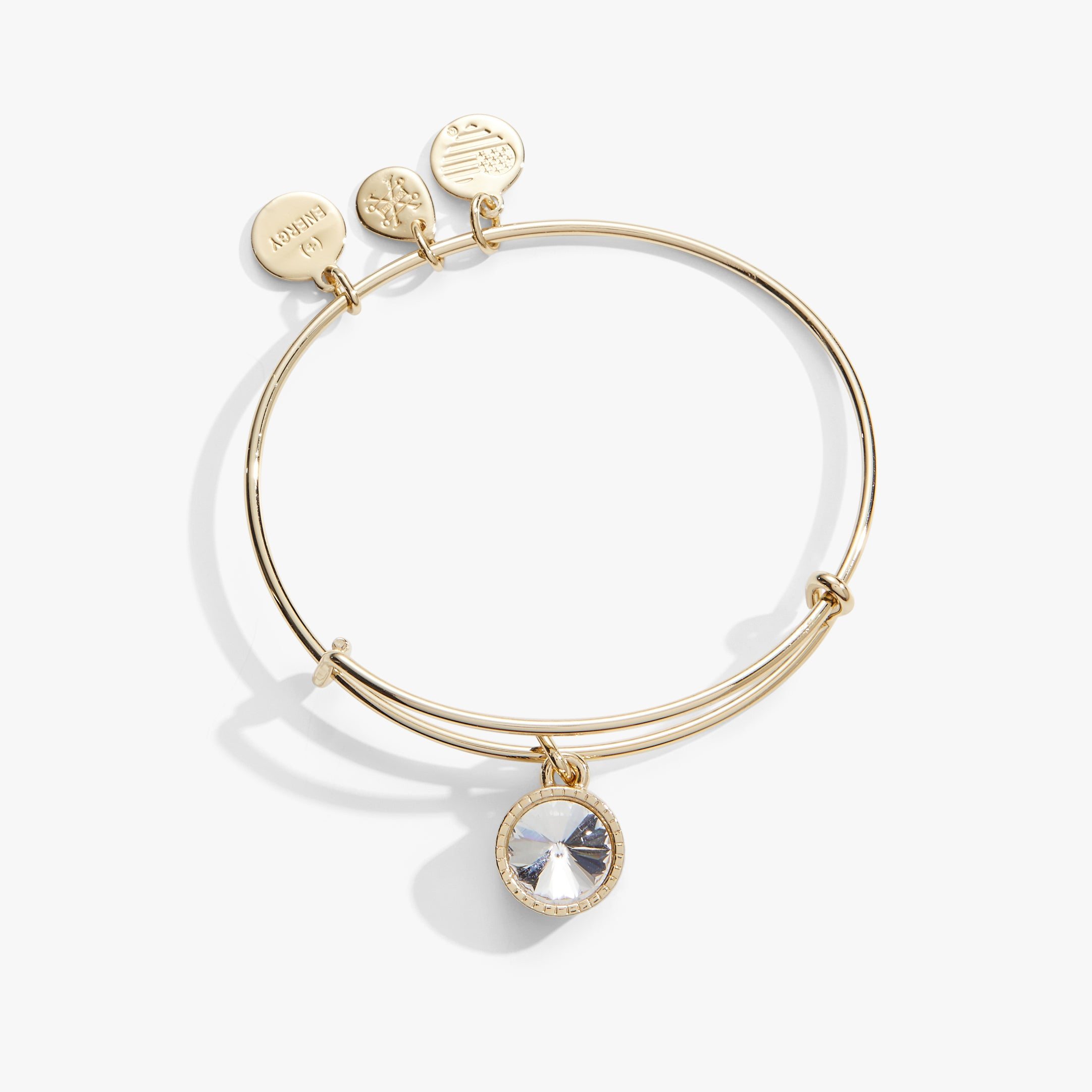 Image of April Clear Crystal Birthstone Charm Bangle