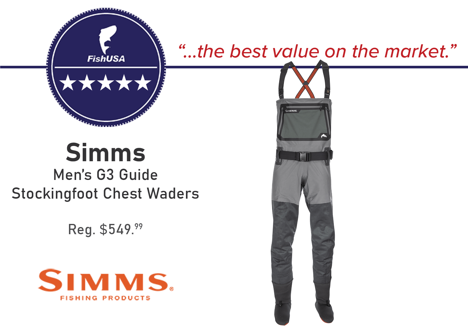 Simms Men's G3 Guide Stockingfoot Chest Waders