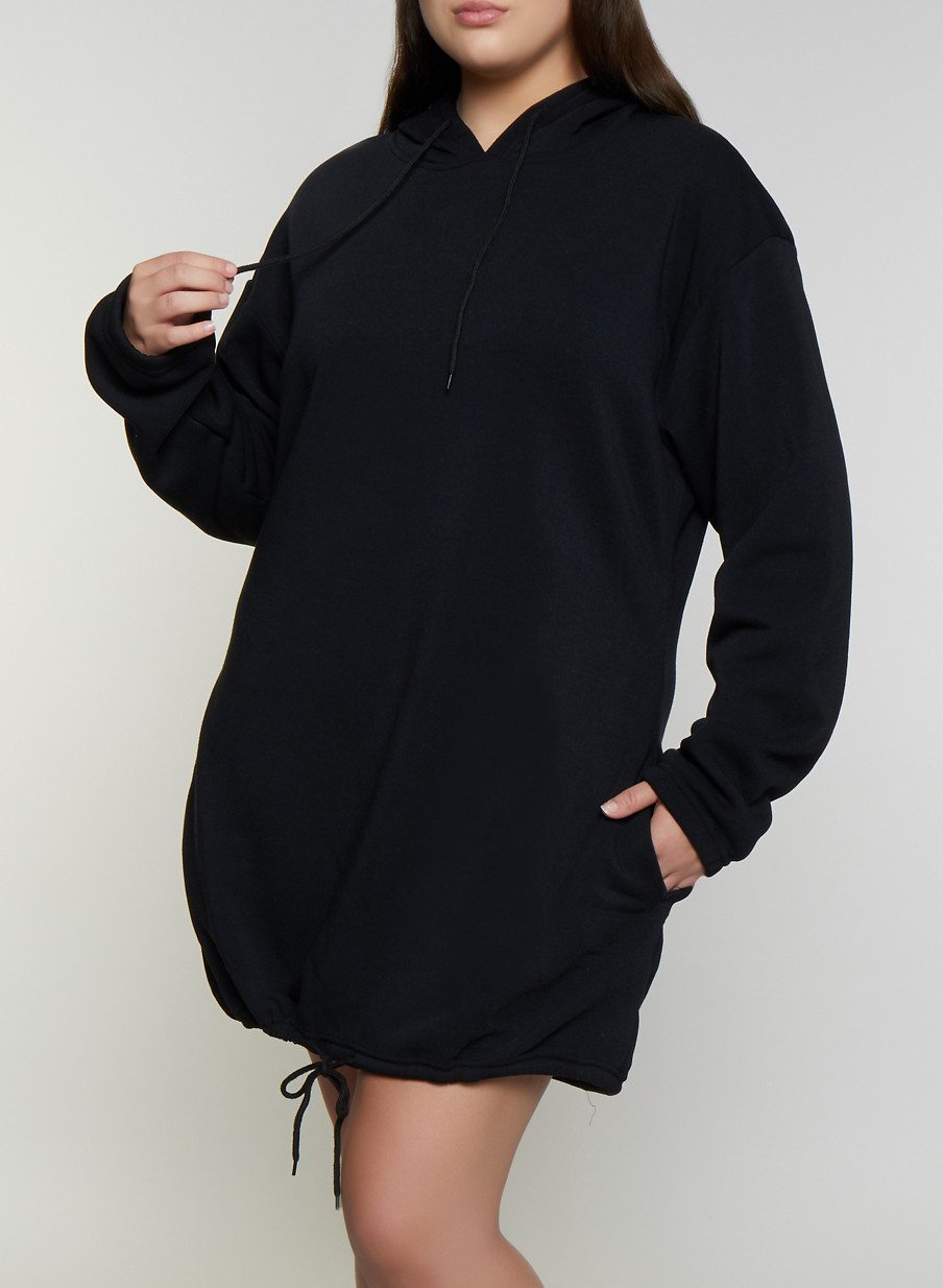 Plus Size Drawstring Hem Sweatshirt Dress