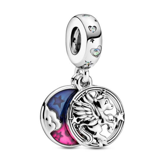 Pandora Magical Unicorn Enamel & CZ Double Dangle Charm
