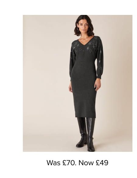 Star heat-seal gem knit dress with lenzing™ ecovero™ grey