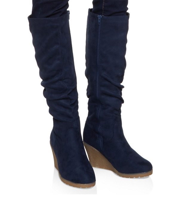 Tall Ruched Wedge Boots